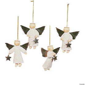 3" Star-Gathering Sparkling Angel Resin Christmas Ornaments - 12 Pc.