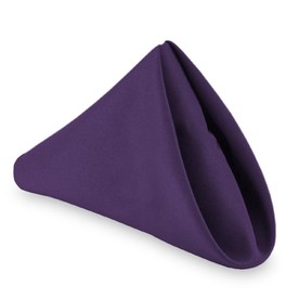 Lann's Linens 1 Dozen 17" Cloth Dinner Table Napkins for Weddings - Polyester Fabric Purple