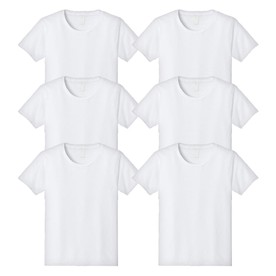 6 Pc. Classic White Cotton Short Sleeve Youth T-Shirts - Extra Small 2-4