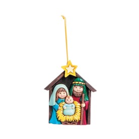 3 1/4" Nativity Mary, Joseph and Baby Jesus Resin Christmas Ornaments - 12 Pc.