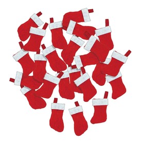 1" x 2 1/4" Mini Christmas Red & White Cotton Stockings - 24 Pc.