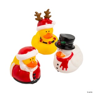 2" Holiday Characters Santa, Reindeer & Snowman Rubber Ducks - 12 Pc.
