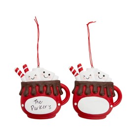 Red Write-A-Name Hot Cocoa Resin Ornaments - 12 Pc.