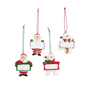 3" Write-A-Name Snowman & Santa Christmas Ornaments - 12 Pc.