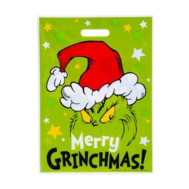 12 1/2" x 17" Bulk  50 Pc. Large Dr. Seuss™ The Grinch Christmas Plastic Goody Bags