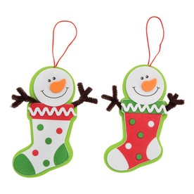 5 1/2" x 6 1/2" Bulk Snowman Stocking Christmas Ornament Craft Kit - Makes 48
