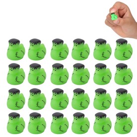 3/4" Micro Green Stitched Monster Rubber Ducks – 24 Pc.