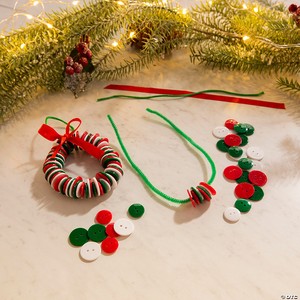 2 1/4" Button Wreath Christmas Ornament Craft Kit - Makes 12