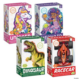 Set of 4: Dinosaur, Mermaid, Racecar & Unicorn Puzzles