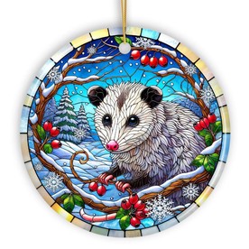 Frosty Possum in Berry Branches Ornament, Playful Winter Wonderland for Holiday Tree Decor, OrnamentallyYou