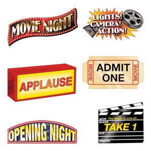 13 1/2" - 24" Jumbo Movie Night Cardstock Cutouts Set - 6 Pc.