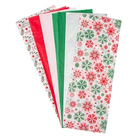 20" Bulk 50 Pc. Christmas Pattern Multicolor Tissue Paper Squares