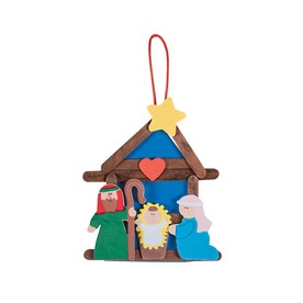 4 1/2" x 4 3/4" Nativity Craft Stick Christmas Ornament Craft Kit - Makes 12