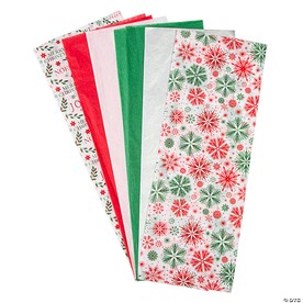 20" Bulk 50 Pc. Christmas Pattern Multicolor Tissue Paper Squares
