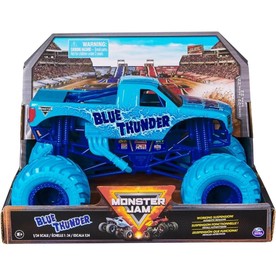 Monster Jam, Blue Thunder Monster Truck - Aqua - 1:24 Scale Die-Cast Vehicle-Chrome Rims and BKT Tread Tires for Playsets, Colle