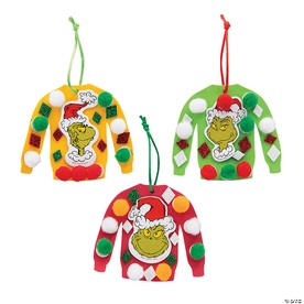 4" x 3 1/2" Dr. Seuss™ The Grinch Ugly Sweater Christmas Ornament Craft Kit - Makes 12