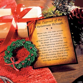 3" Legend of the Christmas Wreath Resin Ornaments with Card - 12 Pc.