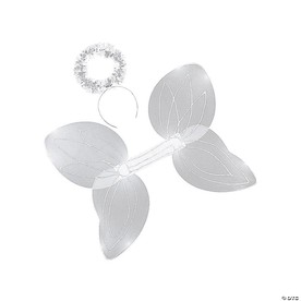 Kids White Nylon Angel Wings & Halo Headband Nativity Costume Props - 2 Pc.