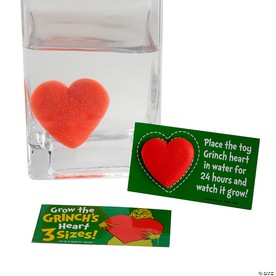 1 1/2" Bulk Watch it Grow Dr. Seuss™ The Grinch Hearts Water Toys with Card for 48