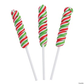 3" - 3 1/2" 7 oz. Holiday Twist Peppermint Lollipops - 12 Pc.