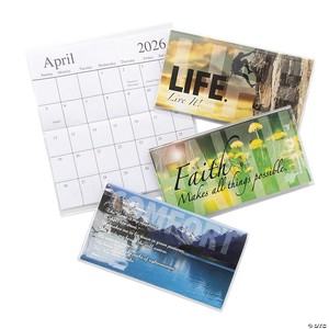 6 1/2" x 3 1/2" 2026 - 2027 Religious Inspirational Paper Pocket Calendars with Vinyl Cover - 12 Pc.