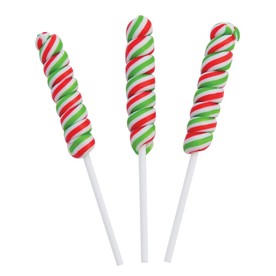 3" - 3 1/2" 7 oz. Holiday Twist Peppermint Lollipops - 12 Pc.