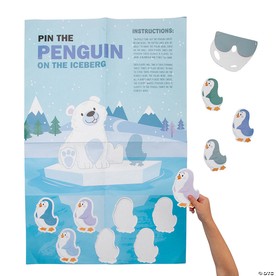 22" x 33 1/2" Arctic Wonderland Pin the Penguin on the Iceberg Game – 2 Pc.