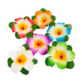 3 1/2" x 2" Plumeria Flower Hair Clips Assortment - 12 Pc.