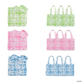 6" x 6" Mini Nonwoven Hibiscus Tote Bags - 12 Pc.