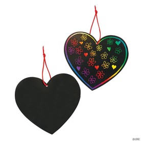 5" x 4 3/4" Magic Color Scratch Cardstock Hearts - 24 Pc.