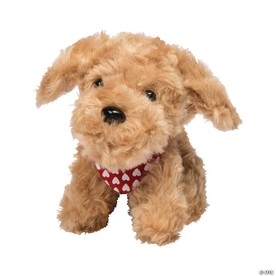 4 1/2" Valentine's Day Stuffed Labradoodles with Heart Bandana - 12 Pc.