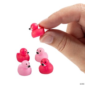 1/2" Micro Tropical Flamingo Rubber Ducks - 24 Pc.