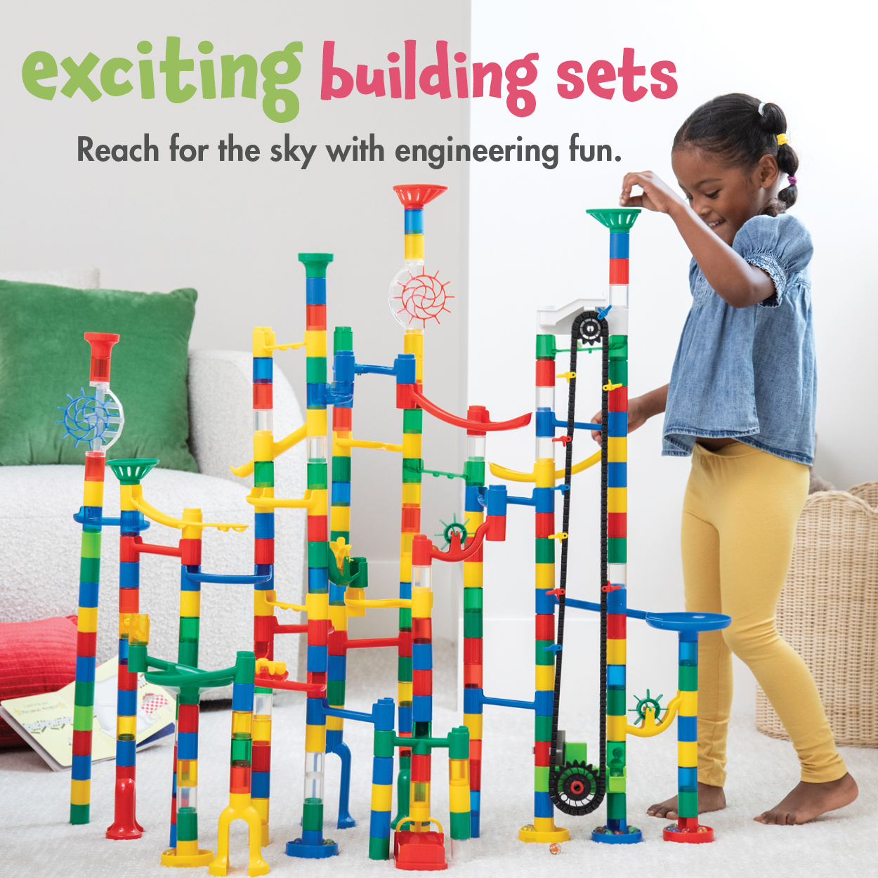 Exciting building sets. Reach for the sky with engineering fun.
