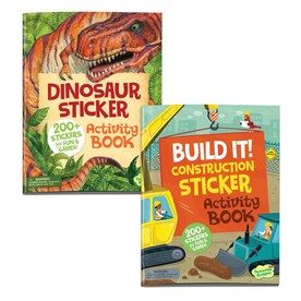 Dinosaur & Construction Sticker Activity Books Set of 2