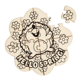 4 1/2" Color Your Own Wood Hello Spring Hedgehog Puzzles - 12 Pc.