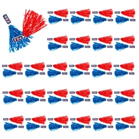 12" Patriotic Celebrate 250 Red & Blue Plastic Pom-Poms - 48 Pc.