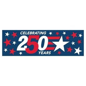 90" x 29" Patriotic America's 250th Anniversary Vinyl Banner - Large