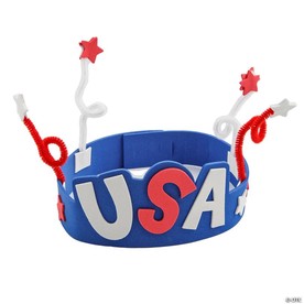22 1/2" x 3 1/4" Patriotic USA Red, White & Blue Headband Craft Kit - Makes 12