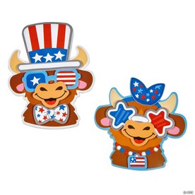 3 3/4" – 4 1/2" Patriotic Cow Characters Magnet Craft Kit - Makes 12
