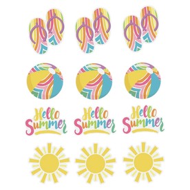 5 1/2" – 8 1/2" Hello Summer Party Cardstock Cutout Decorations Set - 12 Pc.