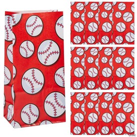 5 1/4" x 10" Baseball Paper Treat Bags - 12 Pc.