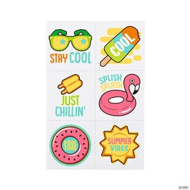 1 1/2" Bulk 72 Pc. Summer Fun Temporary Tattoos Assortment