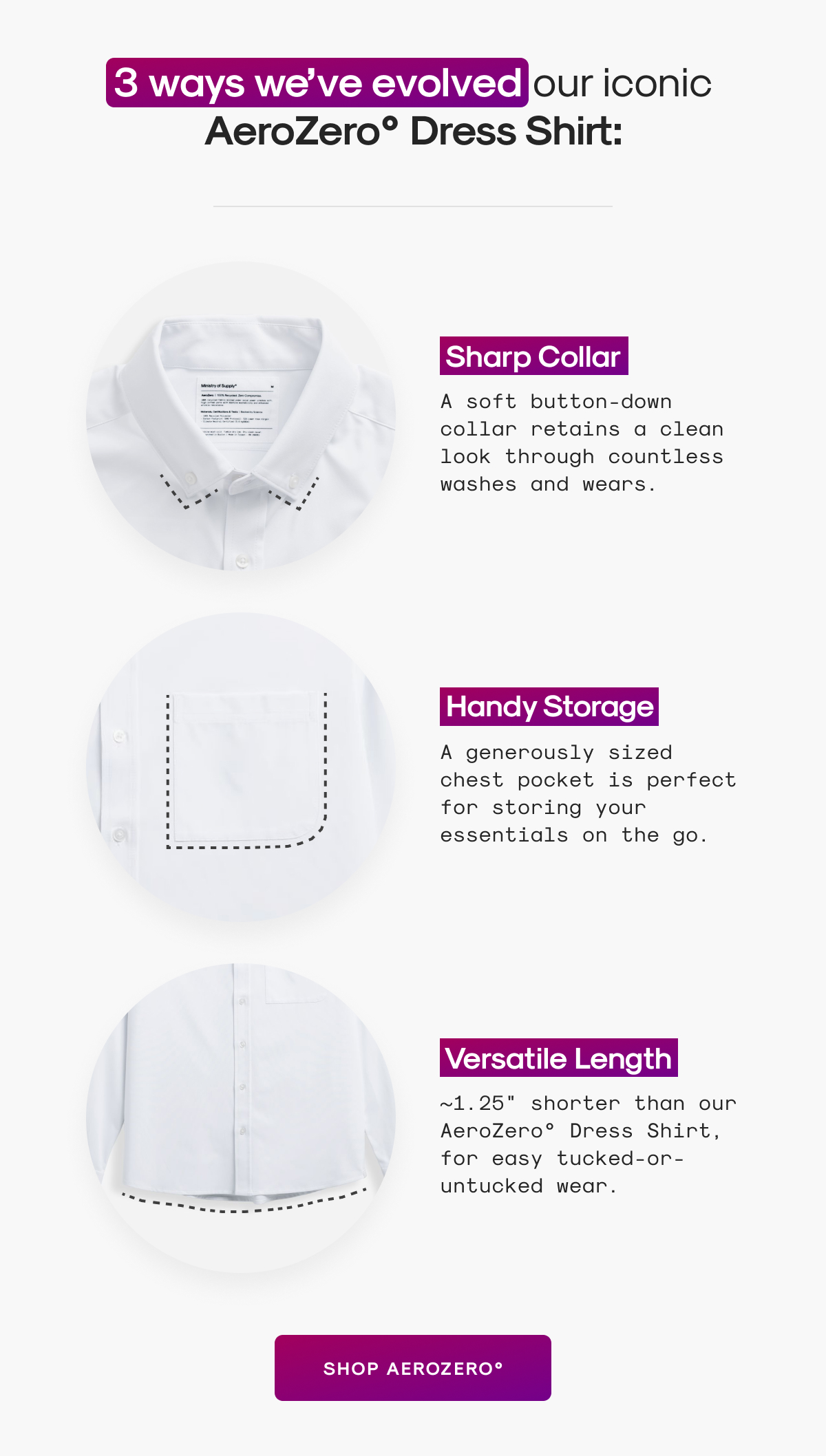 3 ways we’ve evolved our iconic AeroZero° Dress Shirt: