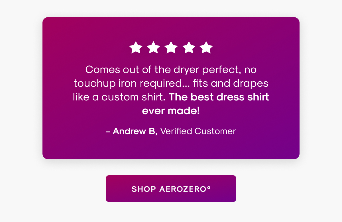 Comes out of the dryer perfect, no touchup iron required... fits and drapes like a custom shirt. The best dress shirt ever made! 