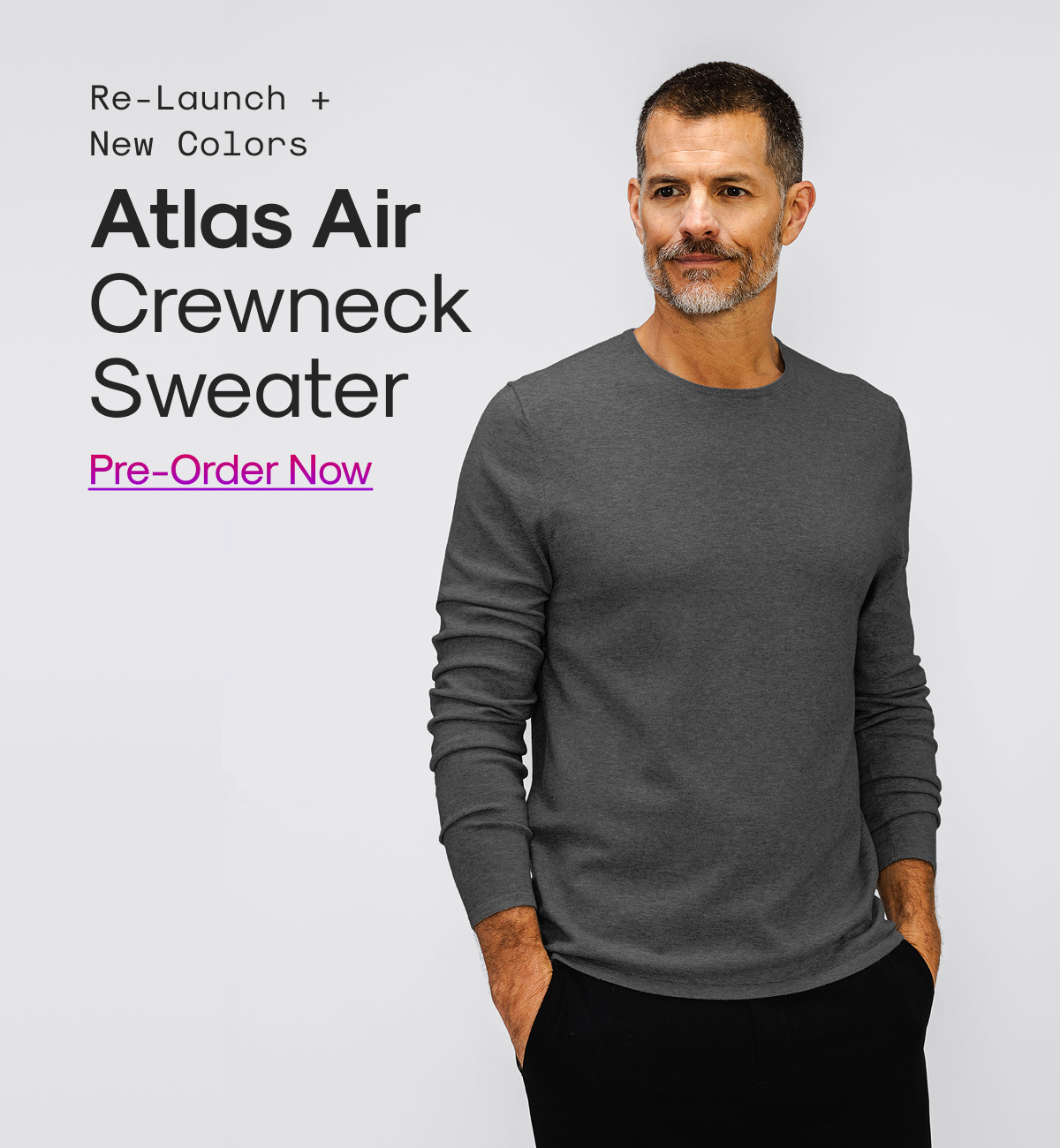 Atlas Air Crewneck represents our answer to bulky sweaters and high-maintenance cotton-cashmere - a lightweight, luxuriously soft blend shines layered or worn on its own, paired with targeted ventilation for easy wear all year long.