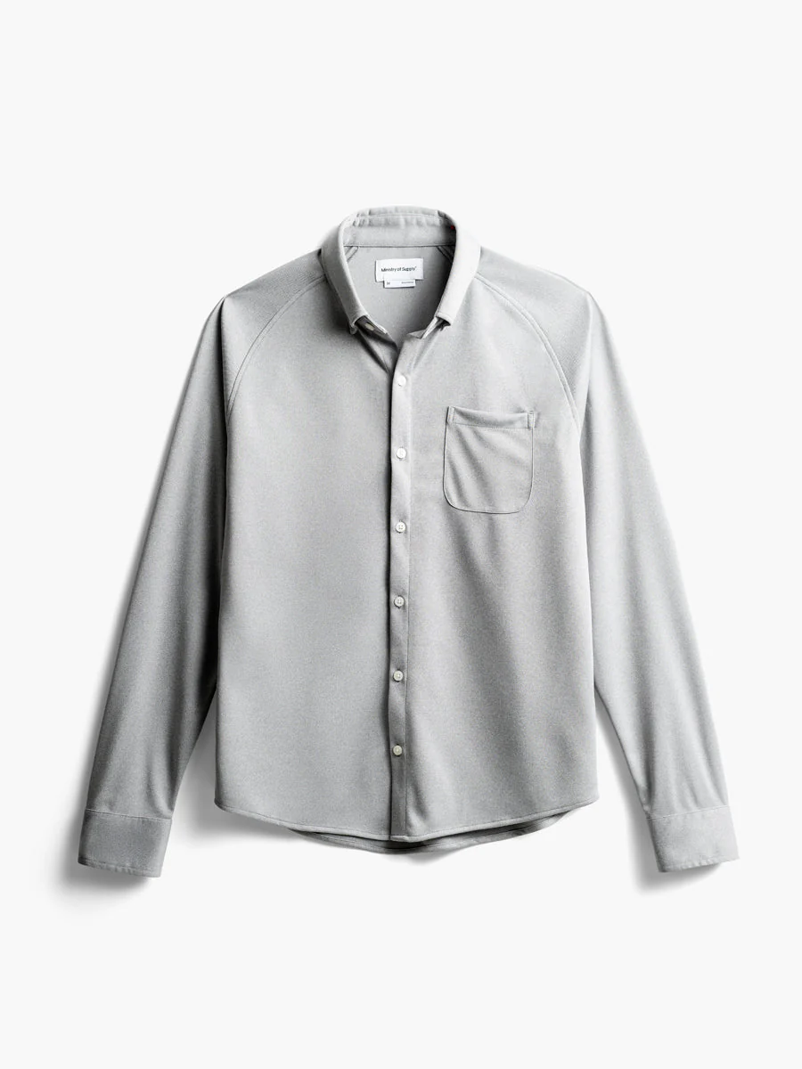 Image of Men's Apollo Raglan Sport Shirt - Grey White Heather (VN)