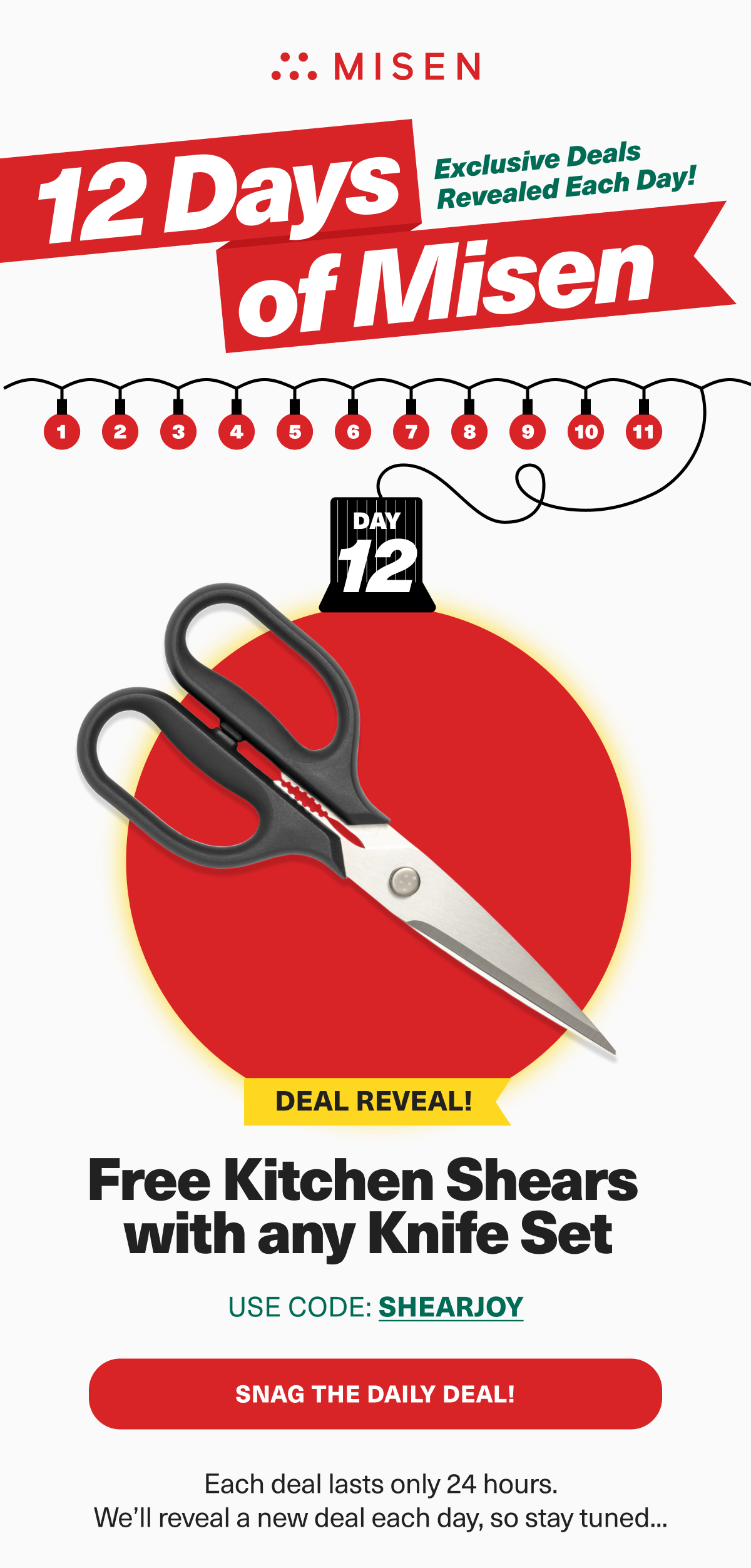 12 days of exclusive deals! Day 12. Reveal: Free Shears with any Knife set - USE CODE SHEARJOY