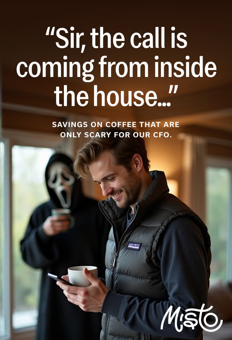 "Sir, the call is coming from inside the house..." savings on coffe that is only 