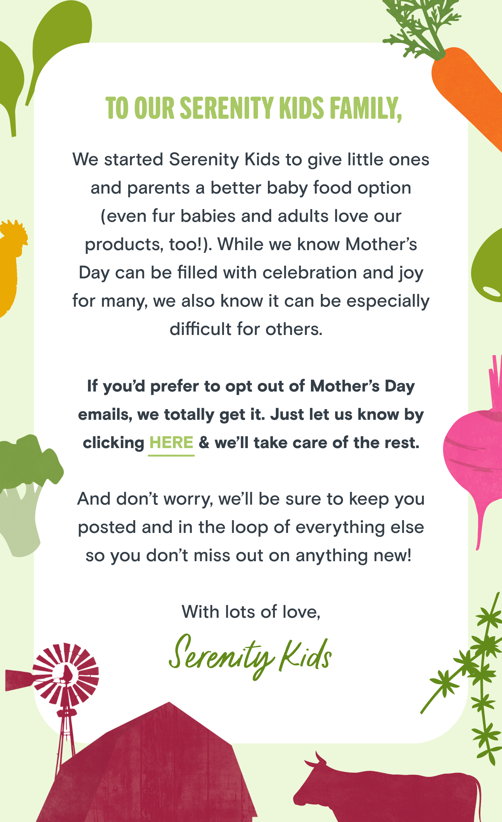 opt out of Mother's Day emails