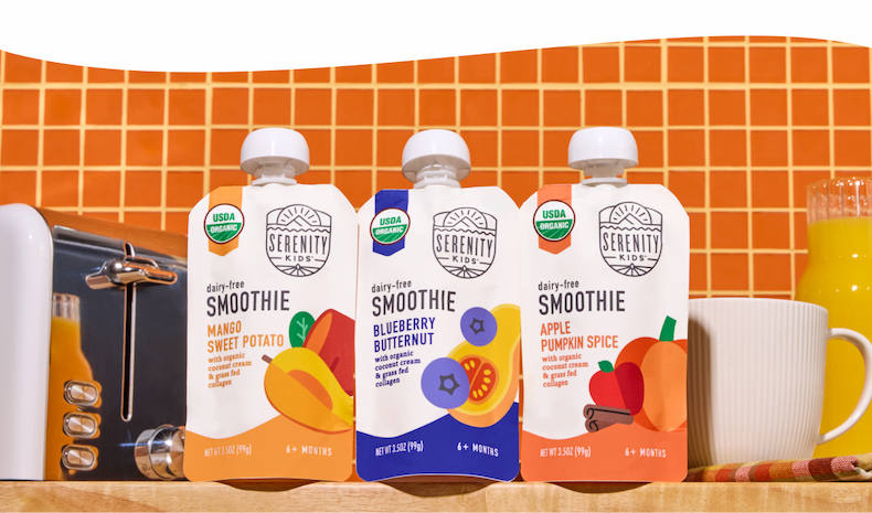 Low-sugar smoothie pouches with 5g of protein from grass-fed collagen